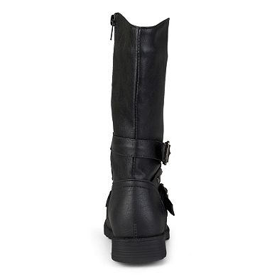 Journee Girls' Studded Buckle Boots