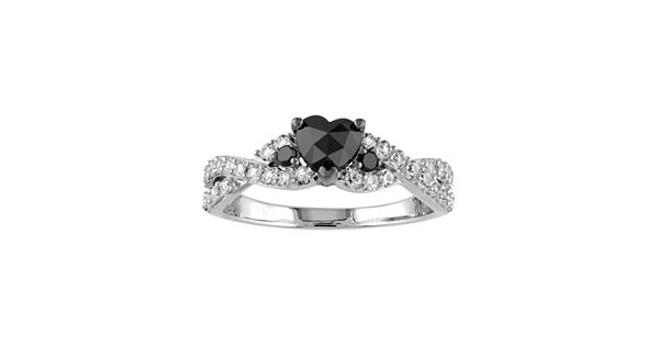 Sterling Silver 5/8 Carat T.W. Black Diamond & Lab-Created White ...