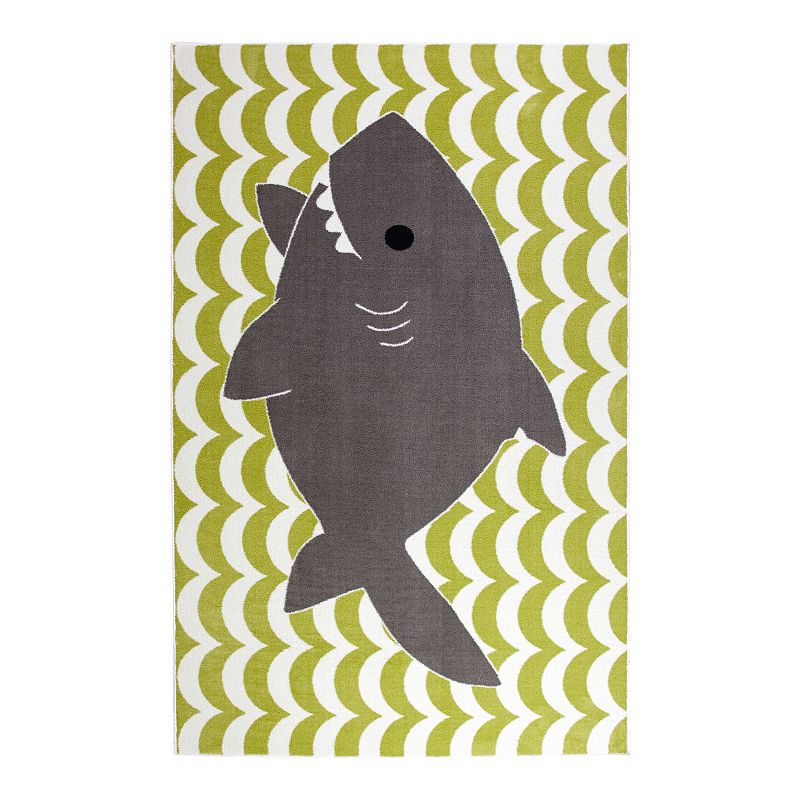 Mohawk Home Kids Smiling Shark Area Rug, Green, 5X8 Ft