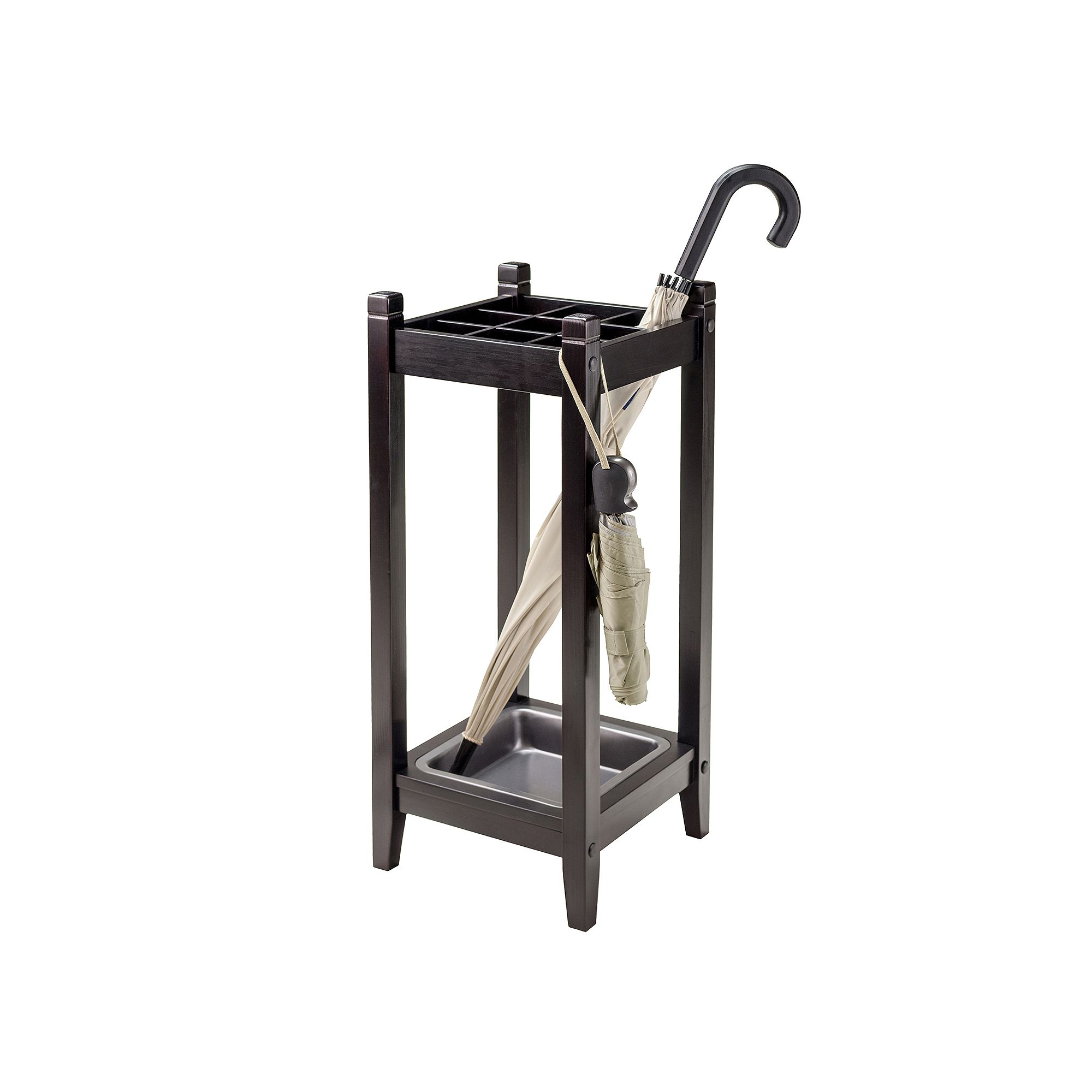 Winsome Jana Umbrella Stand with Metal Tray, Brown