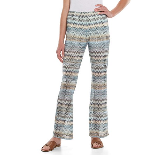 Juniors Joe B Flame Stitch Crochet Flare Pants