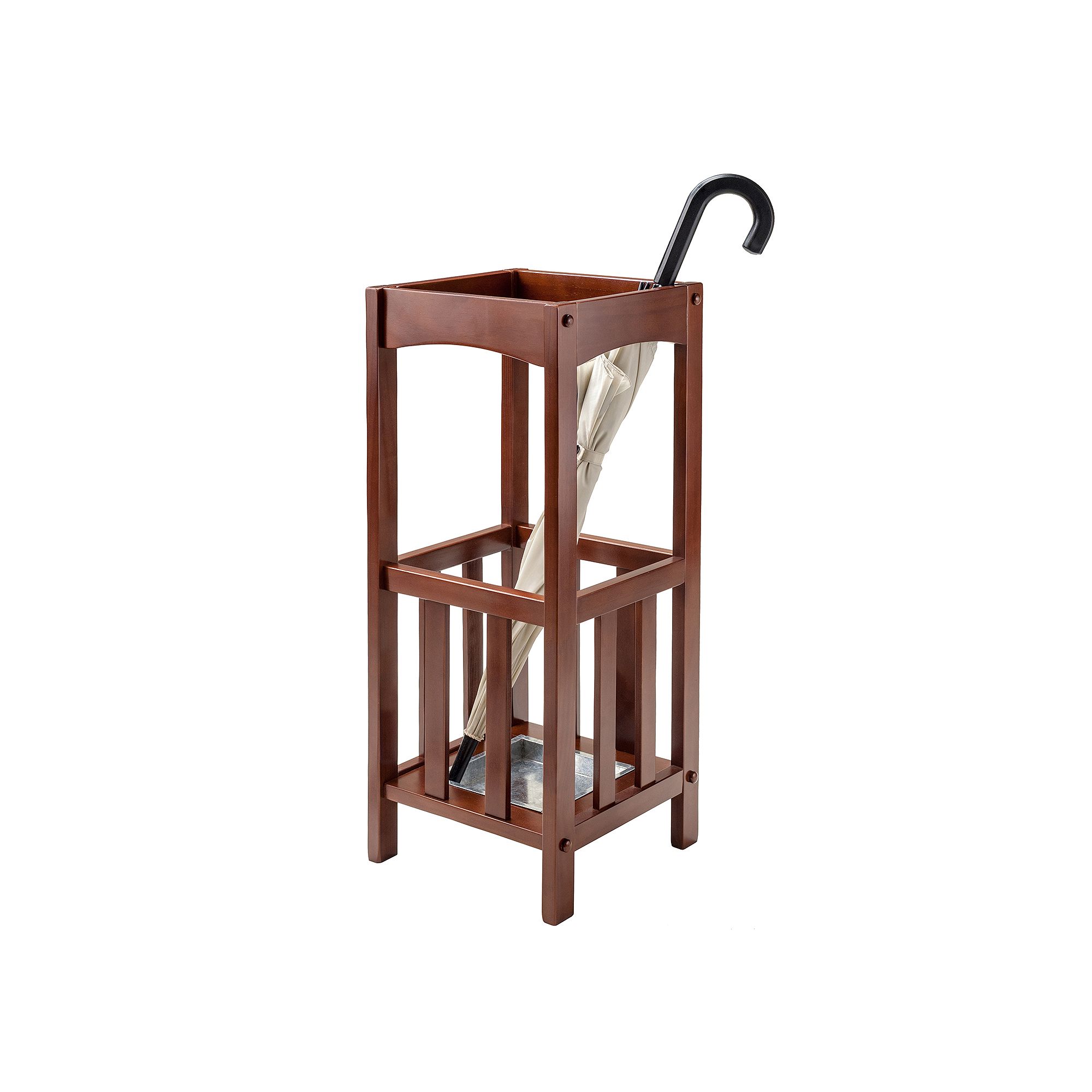 Winsome Rex Umbrella Stand with Metal Tray, Brown