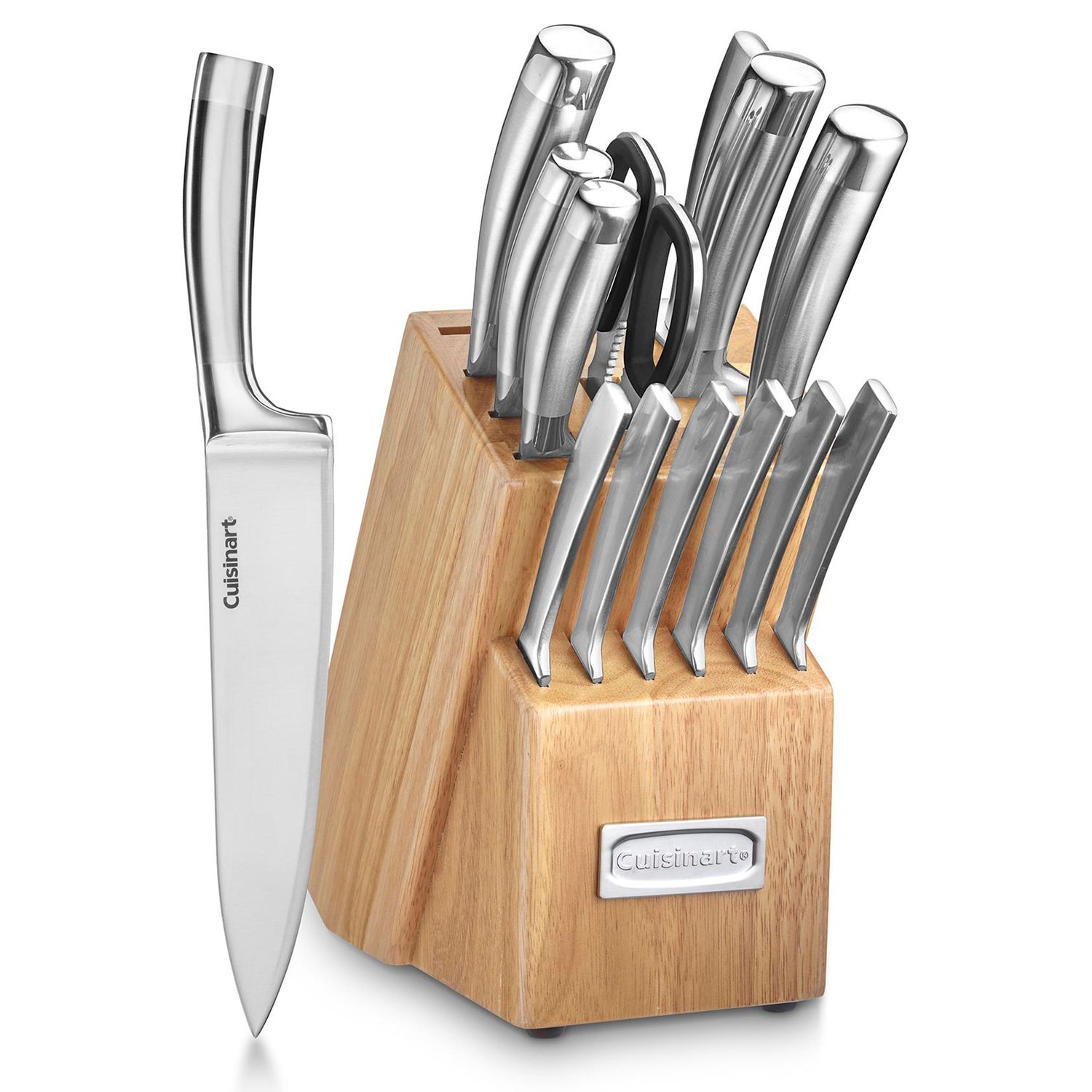 Oster Granger 5 Piece Stainless Steel Cutlery Knife Set with Half Moon  Natural Wood Block