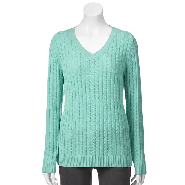 Women's Croft & Barrow® Essential Cable-Knit V-Neck Sweater