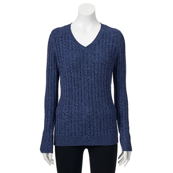 Women's Croft & Barrow® Essential CableKnit VNeck Sweater