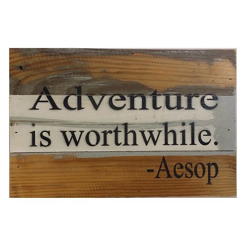 Sweet Bird & Co. ''Adventure is Worthwhile'' Reclaimed Wood Sign