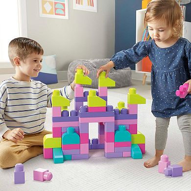 MEGA BLOKS 80-piece Big Building Bag Blocks for Toddlers 1-3, Pink
