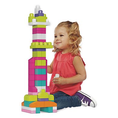 MEGA BLOKS 80-piece Big Building Bag Blocks for Toddlers 1-3, Pink