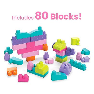 MEGA BLOKS 80-piece Big Building Bag Blocks for Toddlers 1-3, Pink