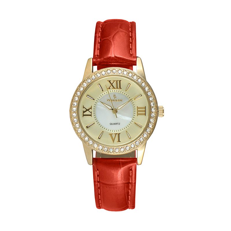 78076622 Peugeot Womens Leather Watch, Red sku 78076622