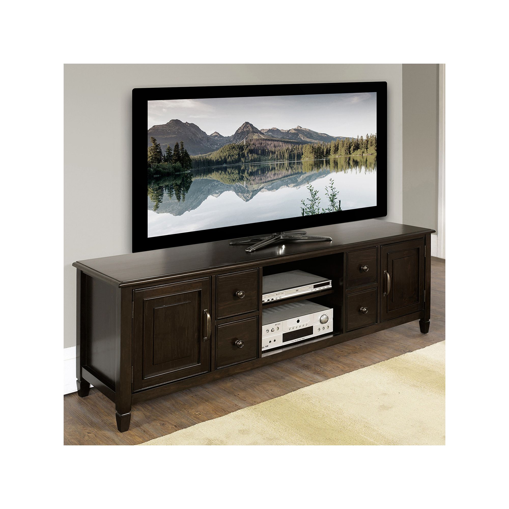 Simpli Home Connaught 72-in. TV Stand, Dark Brown Brown