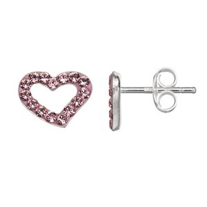 Charming Girl Kids' Sterling Silver Crystal Heart Stud Earrings - Made with Swarovski Crystals