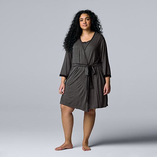 Plus Size Simply Vera Vera Wang Basic Luxury Wrap Robe