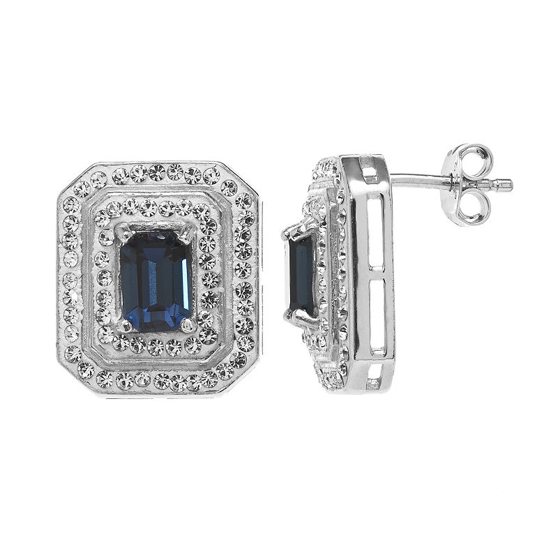 Sterling N Ice Crystal Sterling Silver Tiered Stud Earrings - Made with S