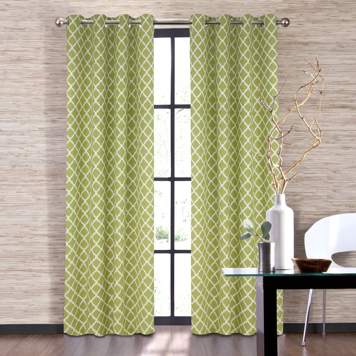 Green Geometric Curtains Drapes Window Treatments Home Decor