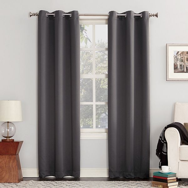 Sun Zero Nolan Energy Efficient Blackout Grommet Single Curtain Panel, 40" x 54", Charcoal