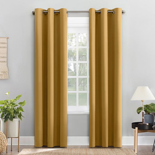 40&#34;x95&#34; Sun Zero Blackout Kenneth Energy Saving Grommet Curtain Panel Gold: Thermal Insulated, Noise Reducing