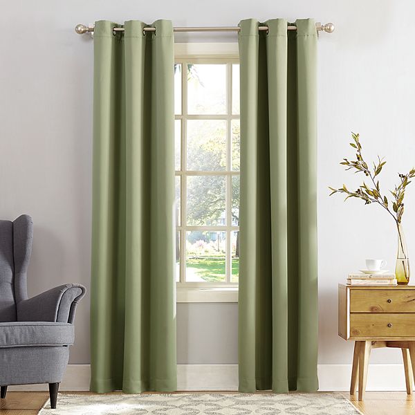 Sun Zero Mercer Blackout Solid Grommet Single Curtain Panel - Sage (40X95)