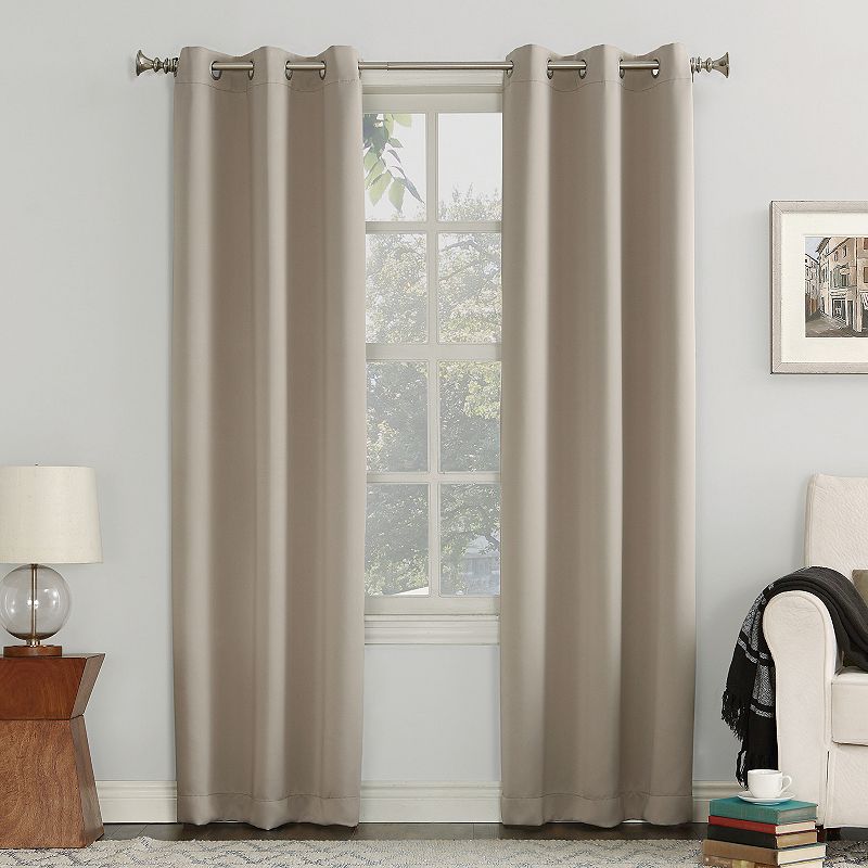 40"x108" Sun Zero Blackout Kenneth Energy Saving Grommet Curtain Panel Beige: Modern Noise Reduction, Thermal Insulated