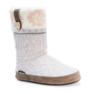 MUK LUKS Women's Arden Cable-Knit Bootie Slippers