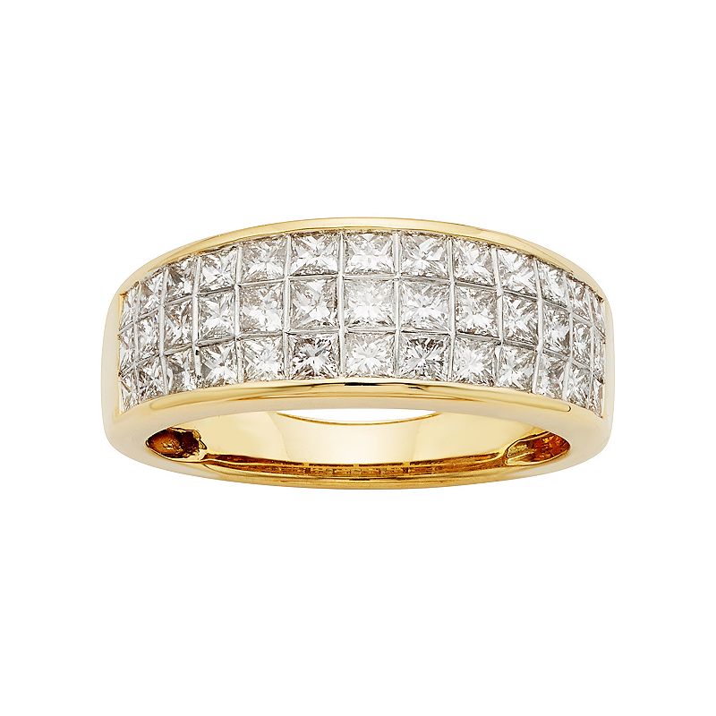 14k Gold IGL Certified 1 1/2 Carat T.W. Diamond Multirow Wedding Ring, Wome