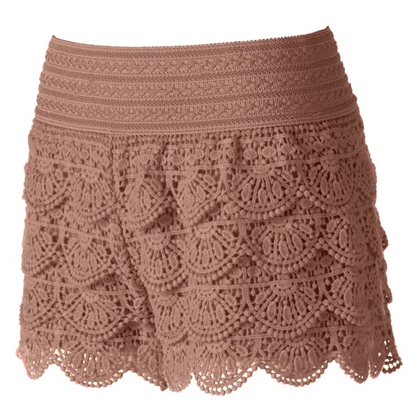 Juniors' Rewind Crochet Shortie Shorts