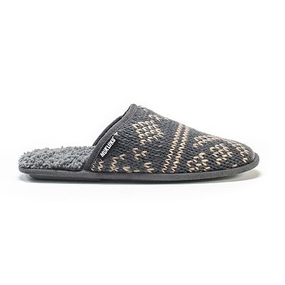 MUK LUKS Women's Fairisle Knit Scuff Slippers - Cozy Leopard Print With Fur Lining