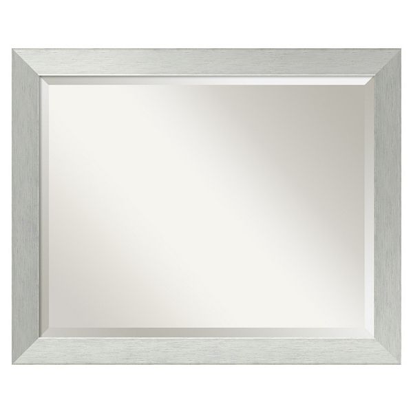 Brushed Sterling Silver Modern Wood Wall Mirror