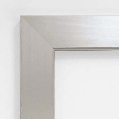 Brushed Sterling Silver Modern Wood Wall Mirror