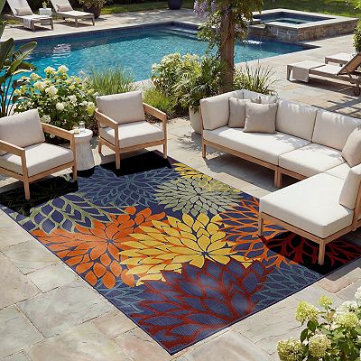 Nourison Aloha Dahlia Tropical Outdoor Rug