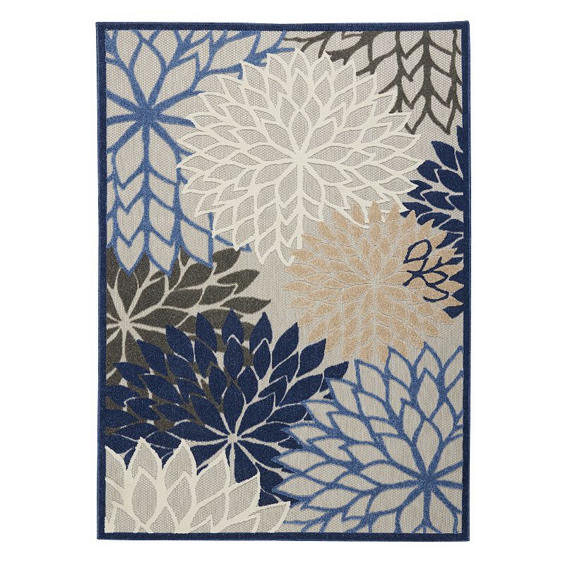 UPC 099446739865 product image for Nourison Aloha Dahlia Tropical Outdoor Rug, Blue Team | upcitemdb.com