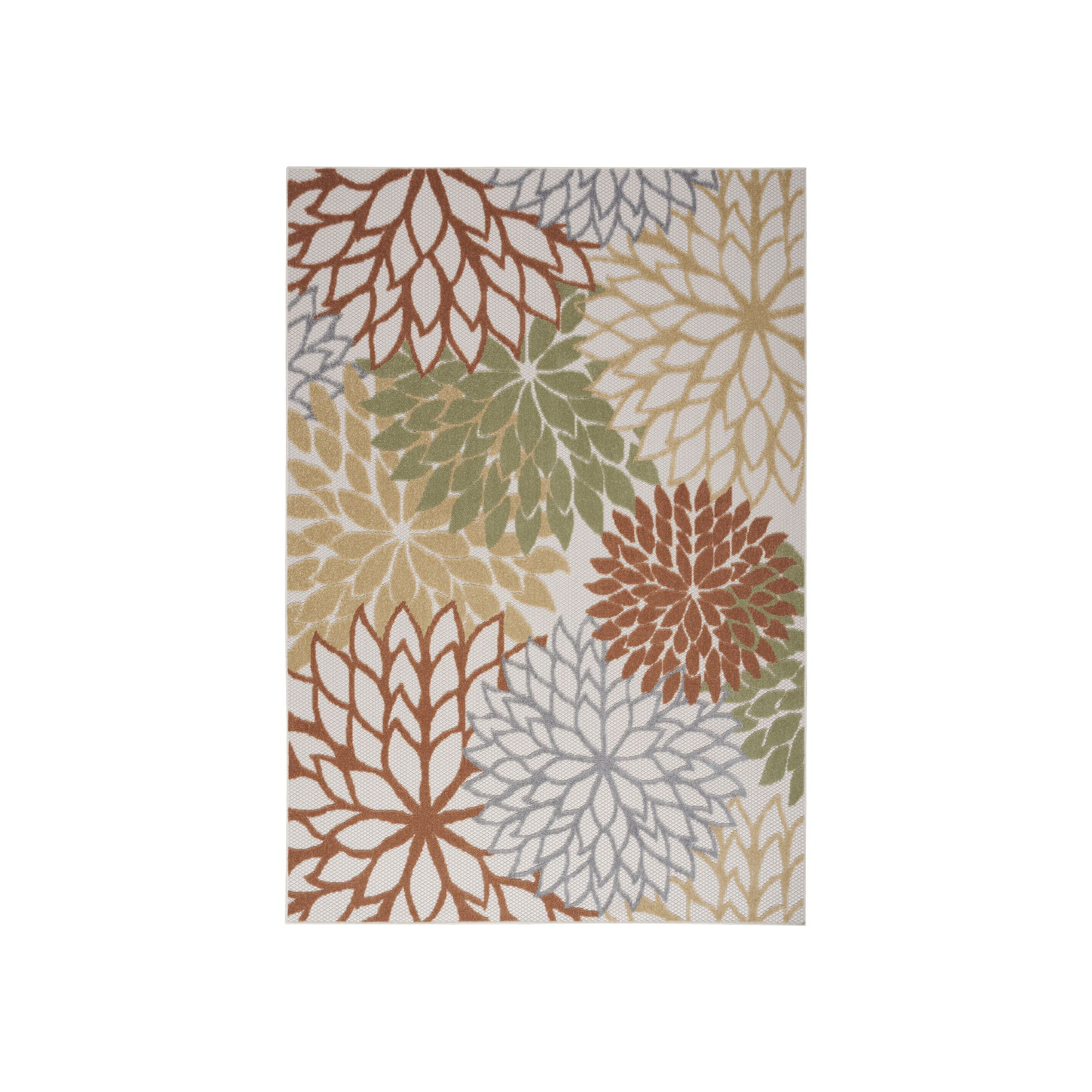 Nourison Aloha Dahlia Tropical Outdoor Rug, Ivory Team