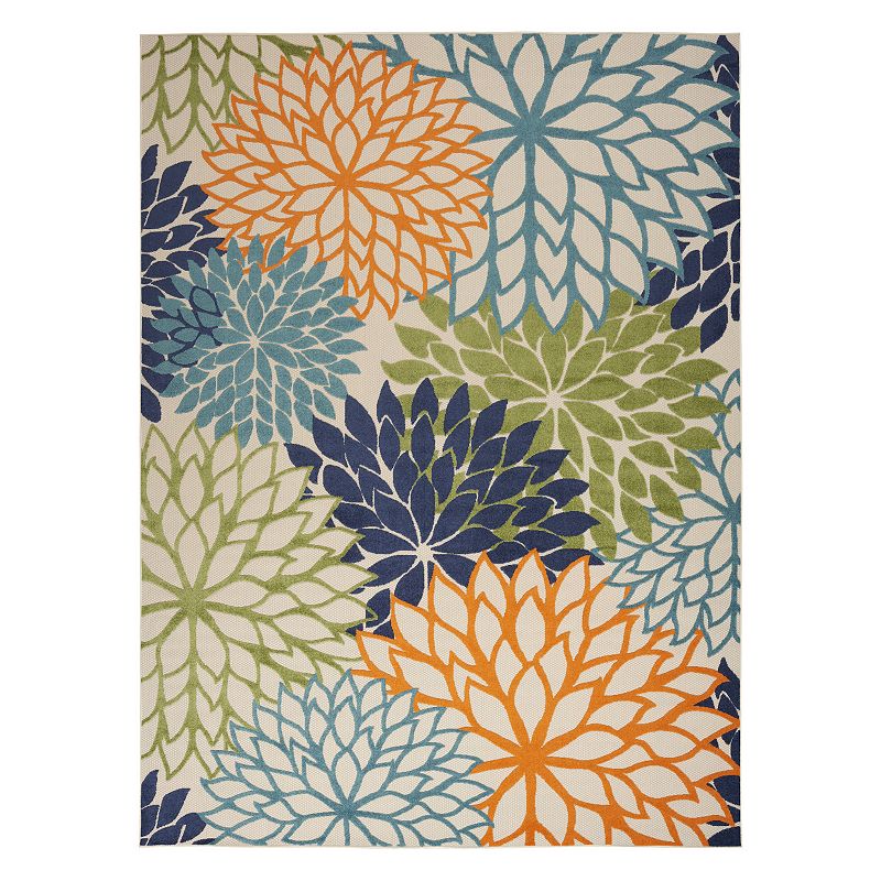 Nourison Aloha Dahlia Tropical Outdoor Rug, Multicolor, 7X10 Ft