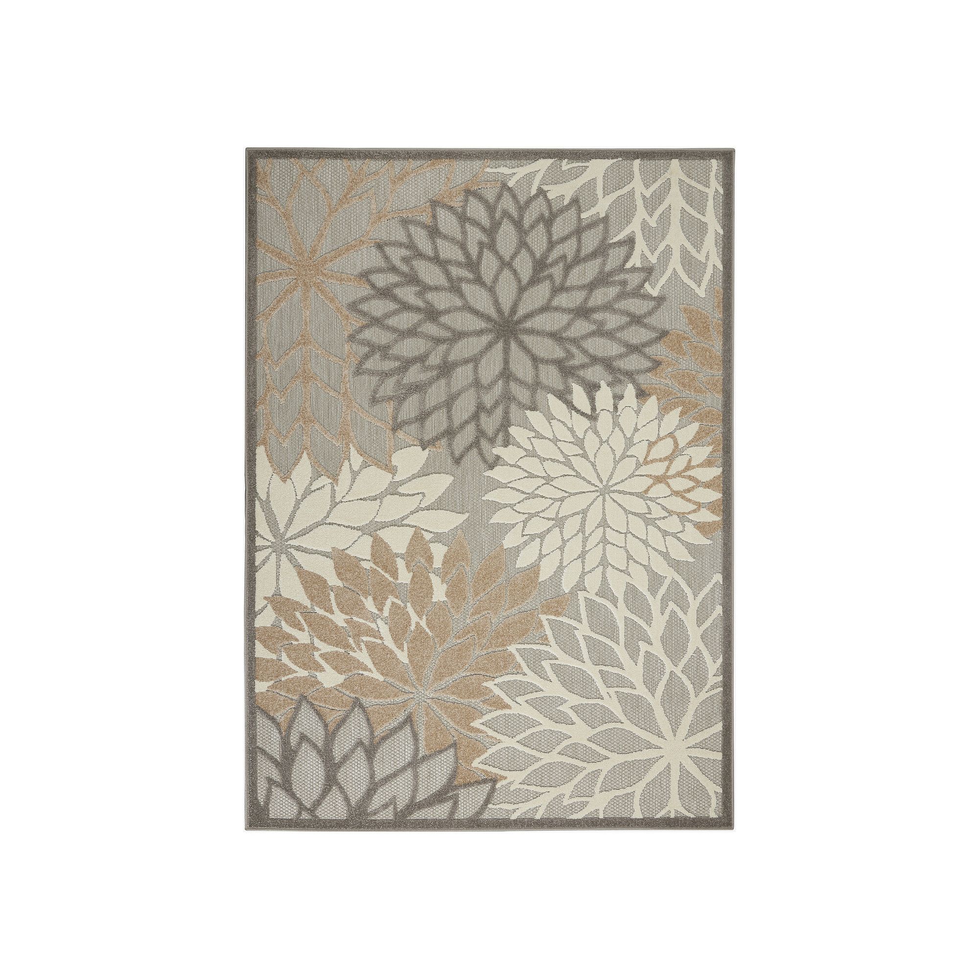 Nourison Aloha Dahlia Tropical Outdoor Rug, Natural