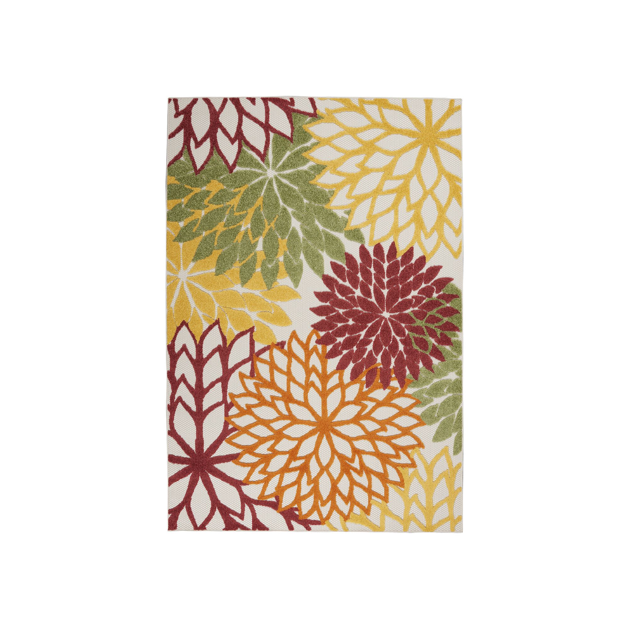 Nourison Aloha Dahlia Tropical Outdoor Rug, Red Team