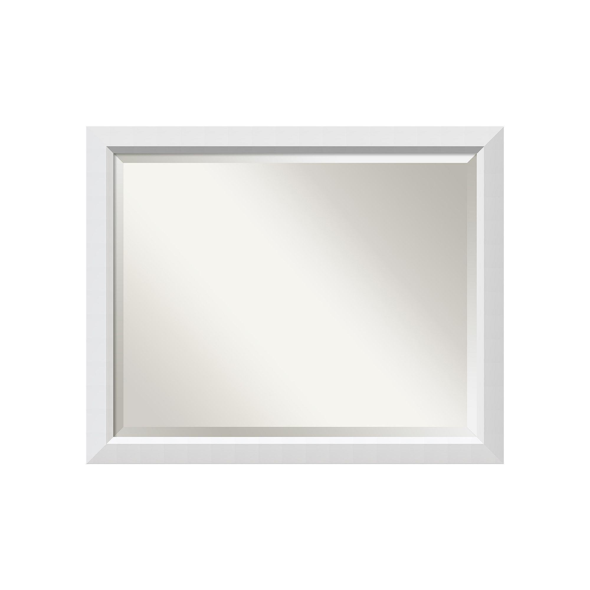 Blanco Beveled White Modern Wood Wall Mirror