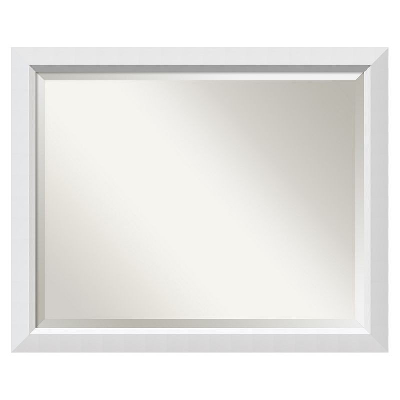 Blanco Beveled White Modern Wood Wall Mirror, 32X26