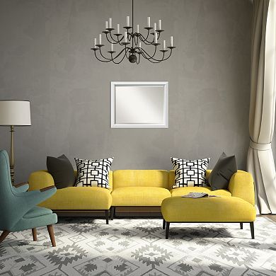 Blanco Beveled White Modern Wood Wall Mirror