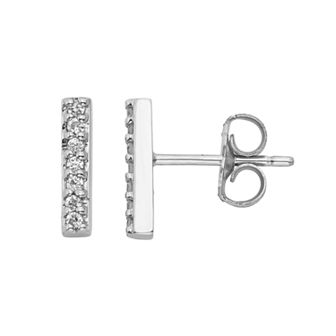Sterling Silver 1/10 Carat T.W. Diamond Stick Stud Earrings