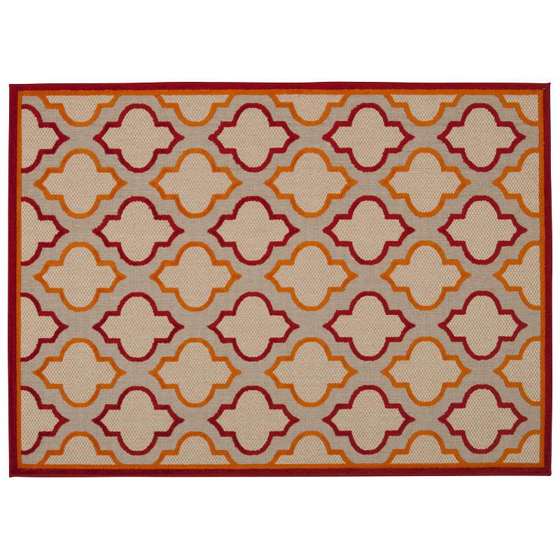 Nourison Aloha Trellis Indoor Outdoor Rug, Red, 8X10.5 Ft