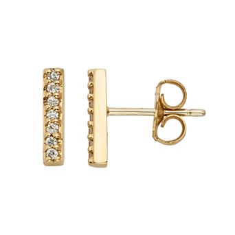 10k Gold Over Silver 1/10 Carat T.W. Diamond Stick Stud Earrings