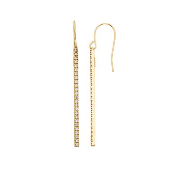 10k Gold Over Silver 1/2 Carat T.W. Diamond Stick Drop Earrings