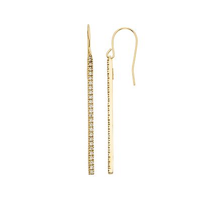 10k Gold Over Silver 1/2 Carat Diamond Stick Drop Earrings