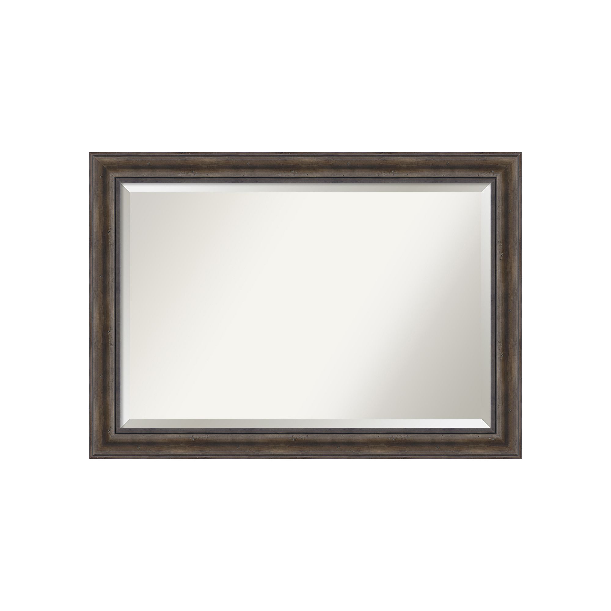 Rustic Extra Large Pine Finish Distressed Wood Wall Mirror, Brown