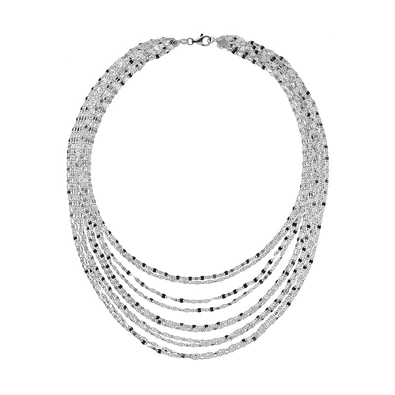 Sterling Silver Multistrand Bib Necklace, Womens, Size: 16