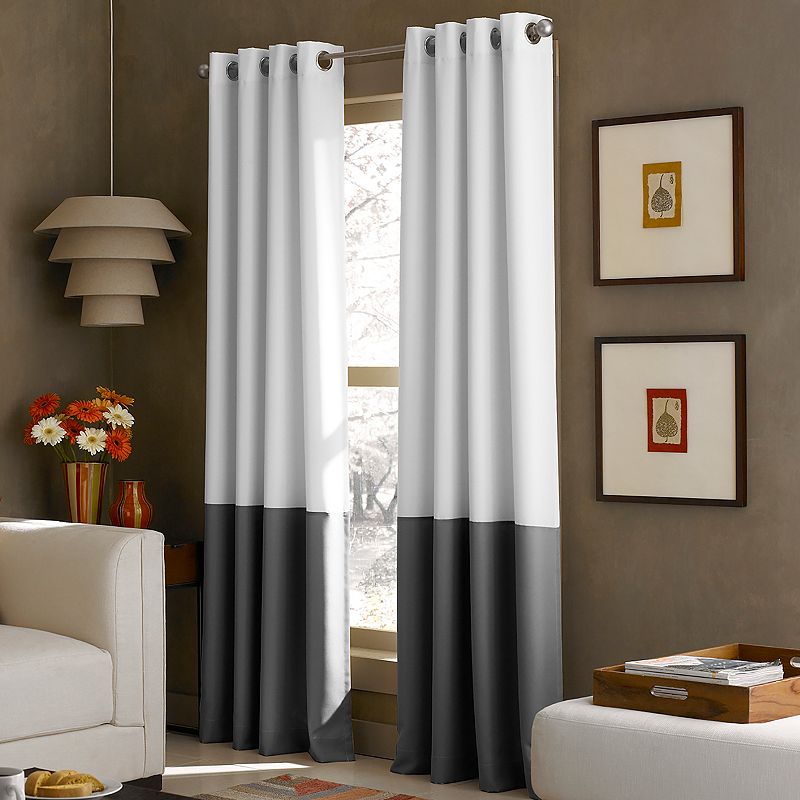 Curtainworks Kendall Indoor Curtain  Polyester Room Darkening Grommet Single Panel   White   52 x95