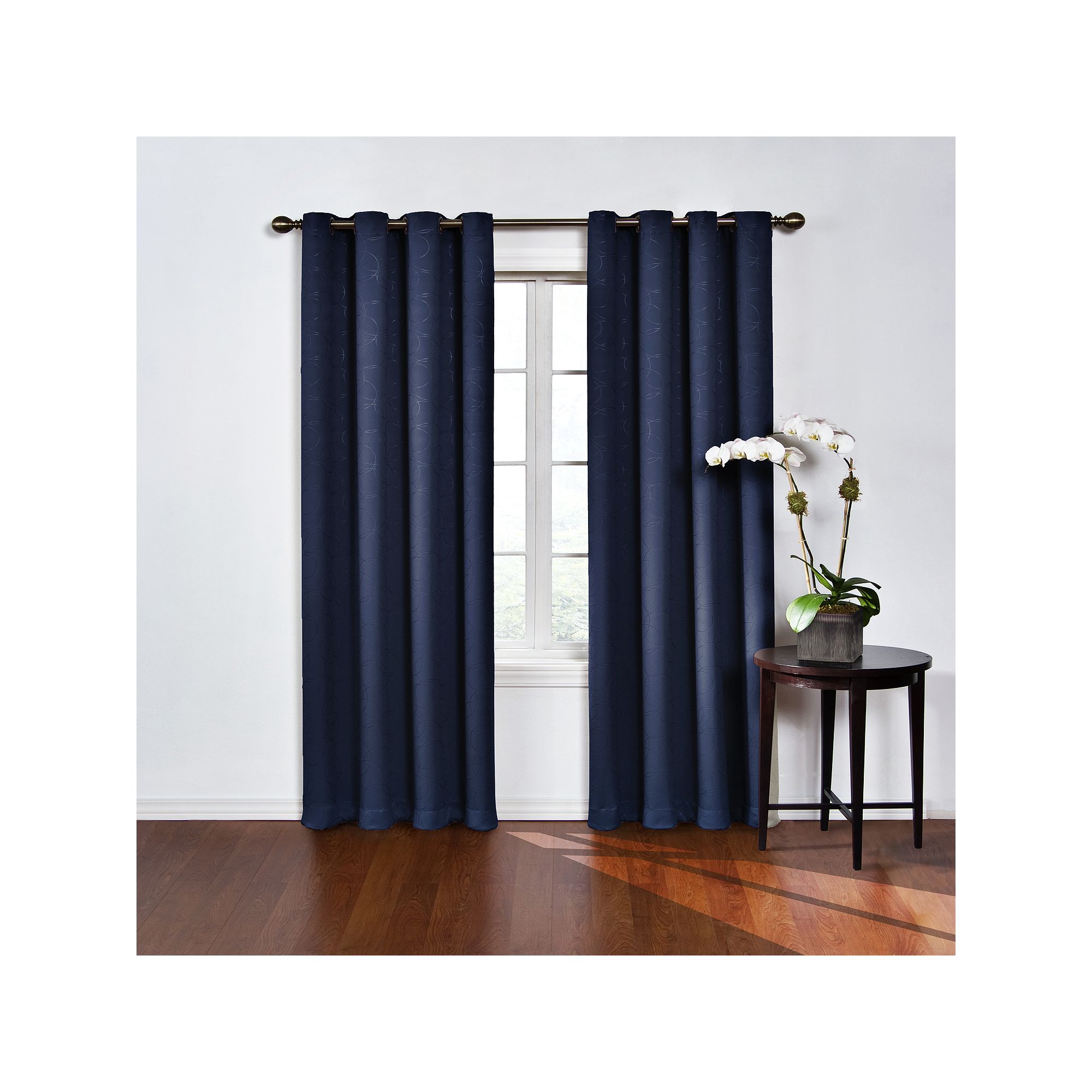 eclipse Round & Round Single Curtain Blackout 1-Panel Window Curtain, Blue