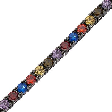 Sophie Miller Lab-Created Ruby, Lab-Created Blue Spinel & Cubic Zirconia Sterling Silver Bracelet