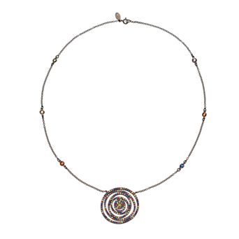 Sophie Miller Lab-Created Blue Spinel & Cubic Zirconia Sterling Silver Disc Necklace