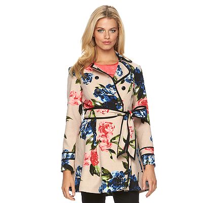 Women s ELLE Floral Trench Coat